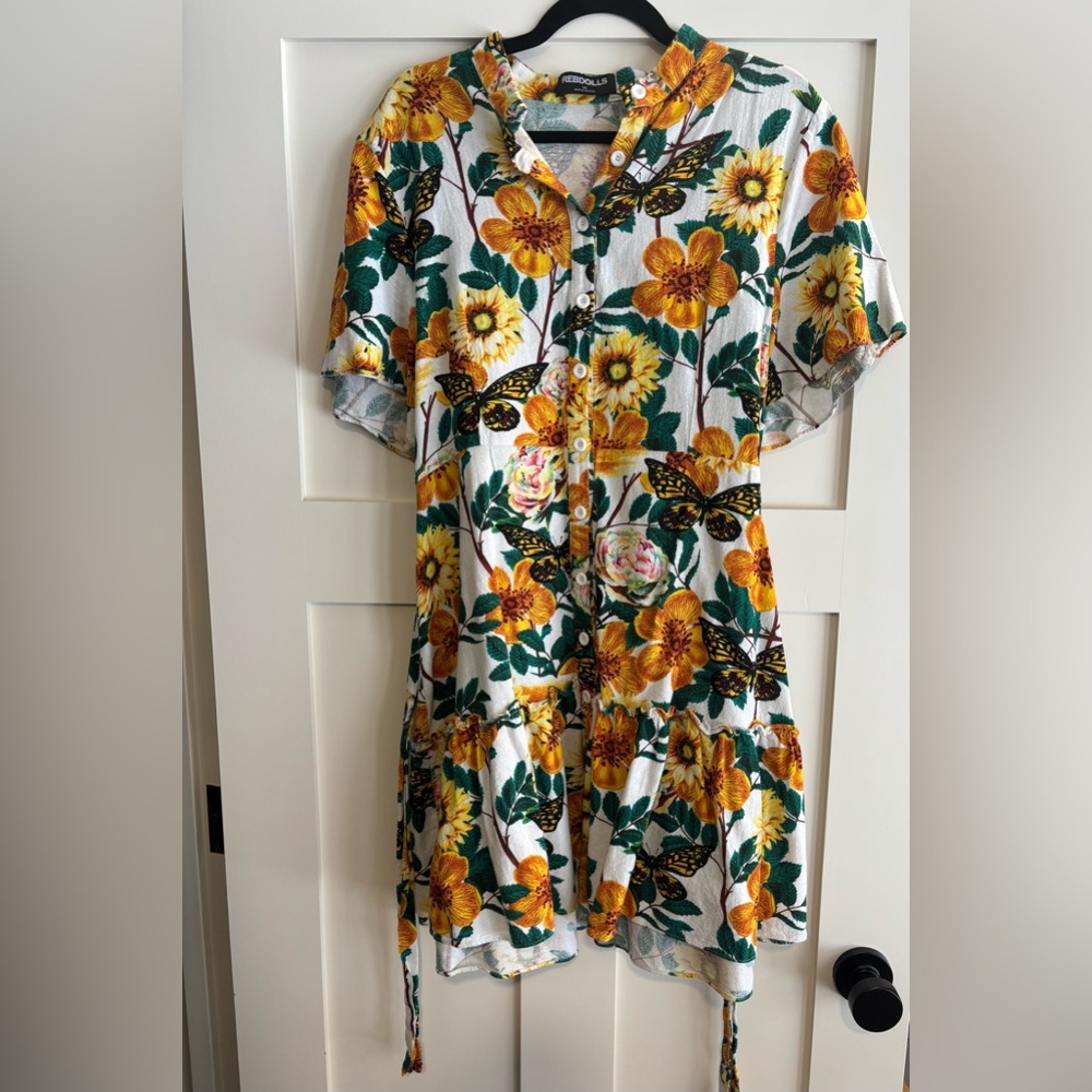 Rebdolls Floral Butterfly Button-Up Dress Women Size 1X US 14/16